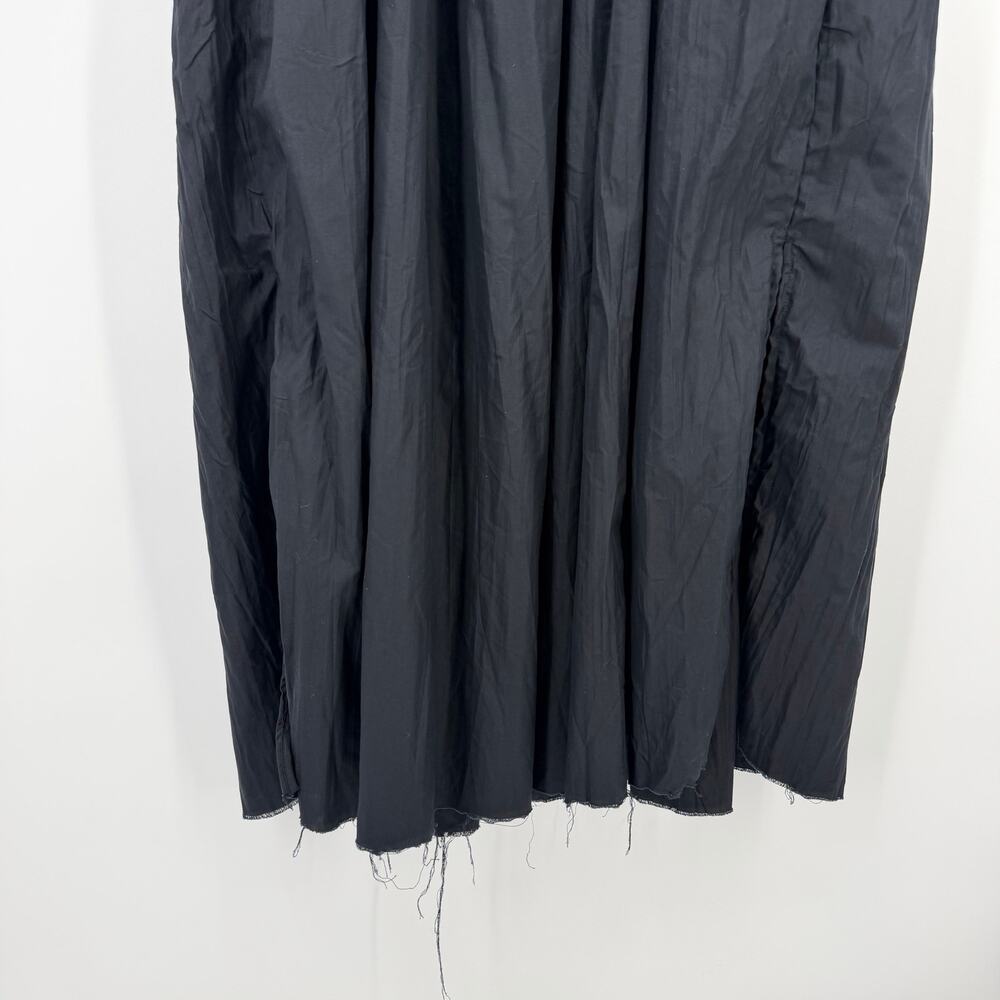 KHAITE | Jordyn Plissé Cotton Twill Maxi Dress Raw Frayed Edges Black 2 - Picture 14 of 16